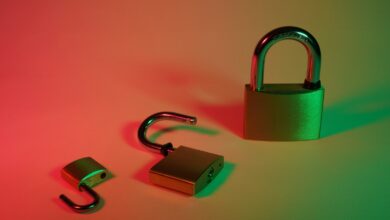 green and silver padlock on yellow surface