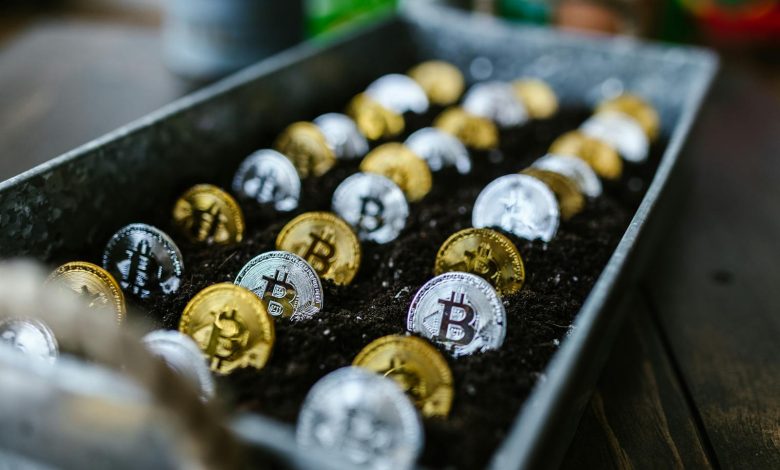 Selective Focus Photo of Silver and Gold Bitcoins