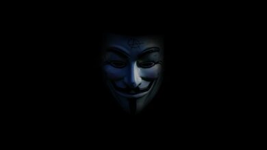 blue and black mask illustration