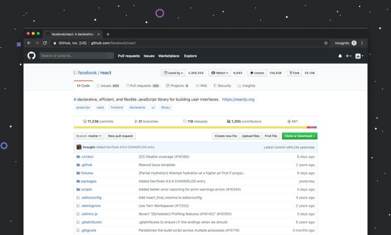 Github website on desktop