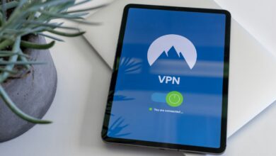 black tablet computer turned on displaying VPN